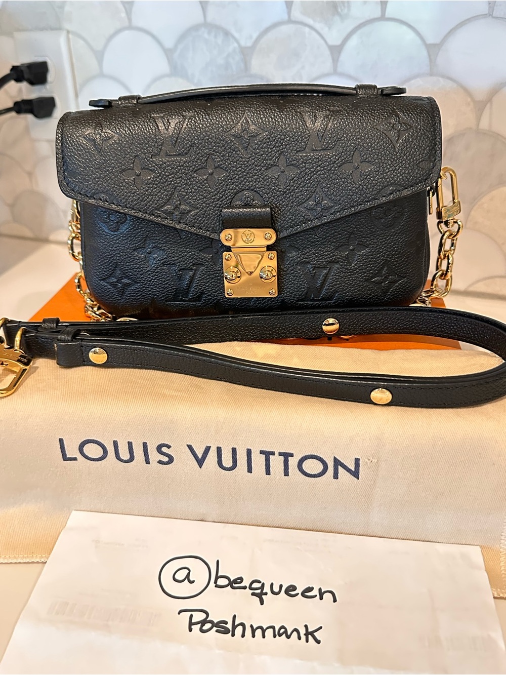 Louis Vuitton Empreinte Pochette Metis East West Black Leather